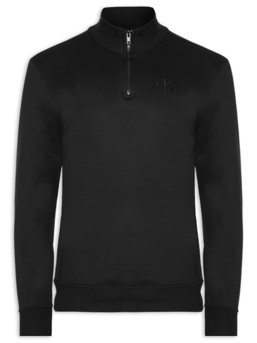 Moletom Masculino Meio Zíper CK Bordado – Preto