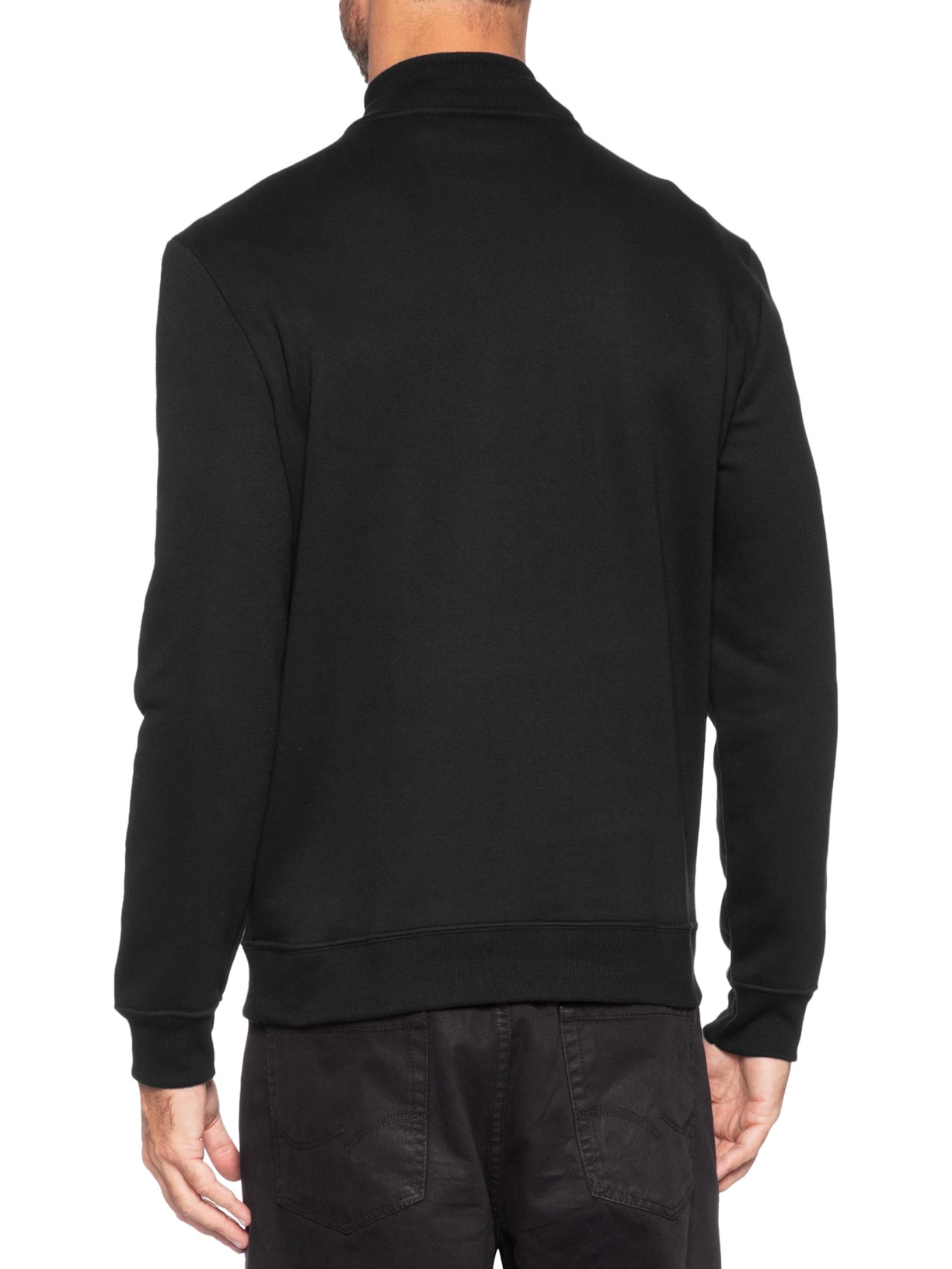 Moletom Masculino Meio Zíper CK Bordado Preto Calvin Klein Jeans