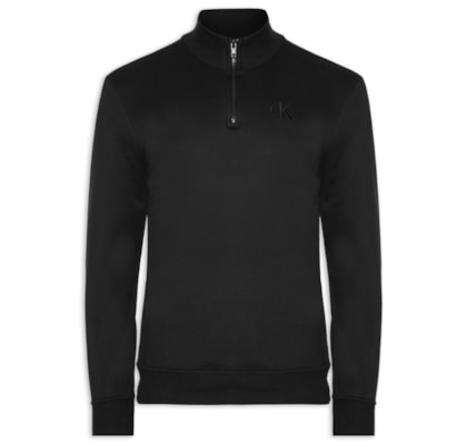 Moletom Masculino Meio Zíper CK Bordado – Preto
