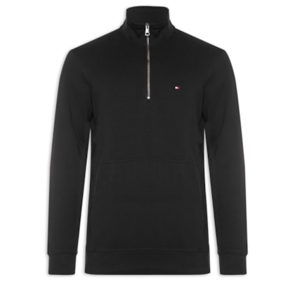Moletom Masculino New Essential Gola Alta Meio Zíper - Preto
