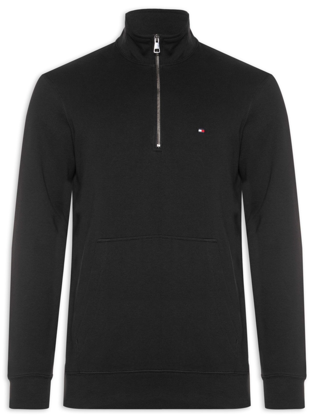 Moletom Masculino New Essential Gola Alta Meio Zíper - Preto