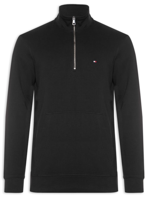 Moletom Masculino New Essential Gola Alta Meio Zíper - Preto