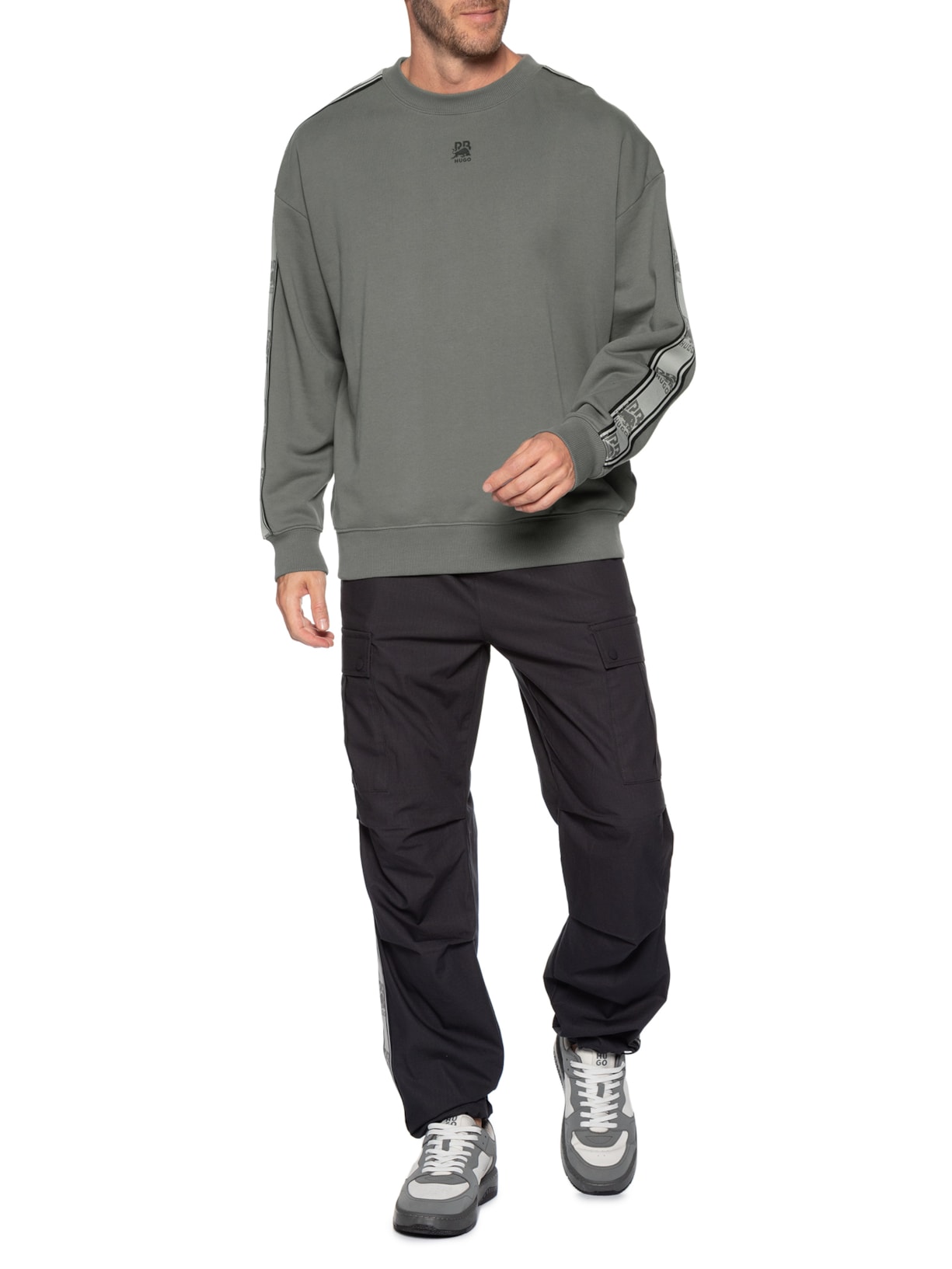 Moletom Masculino Oversized Crew Neck Dustrip_Rb Cinza Hugo