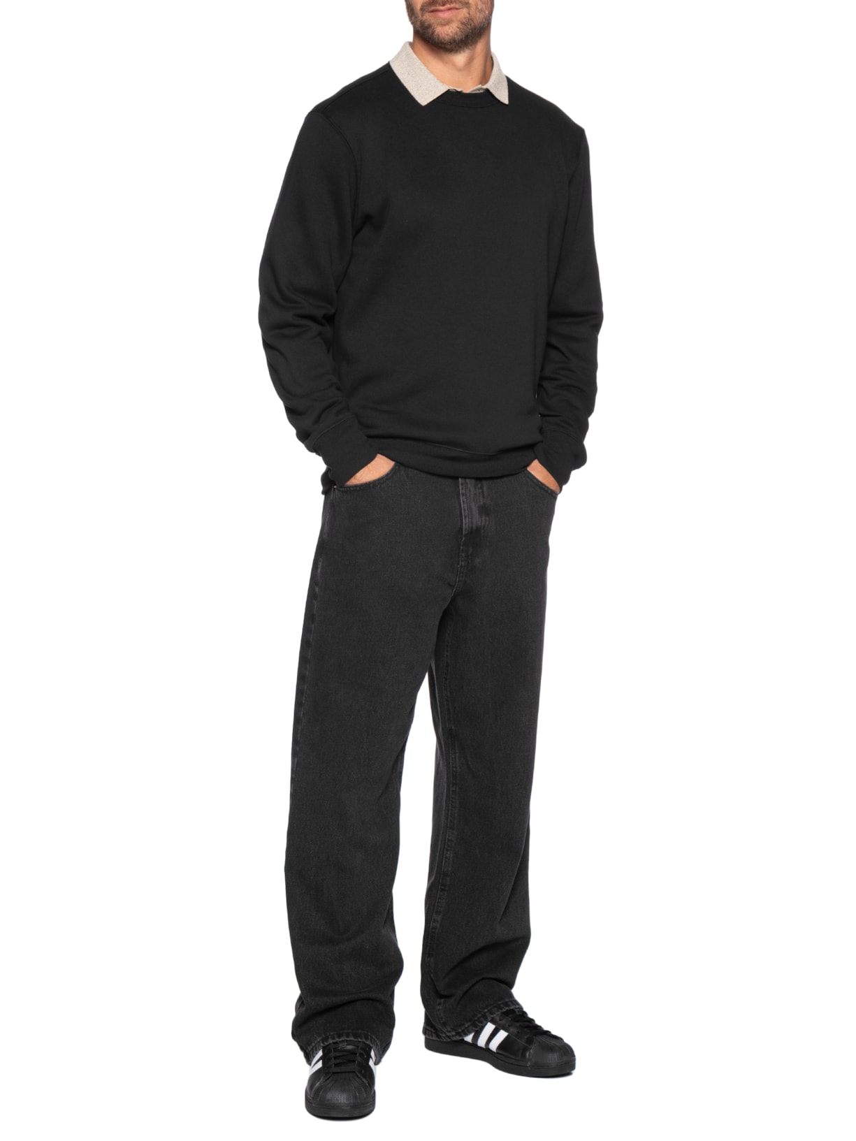 Moletom Masculino Regula Fit Gola Careca Preto Hering