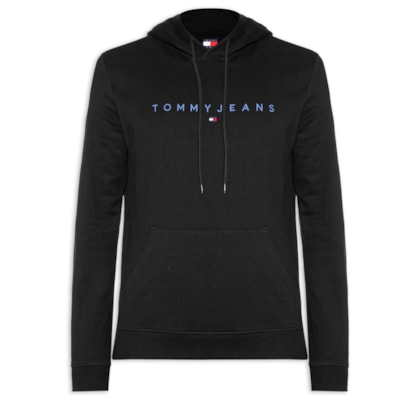 Moletom Masculino Regular Fit Bordado Com Capuz - Preto