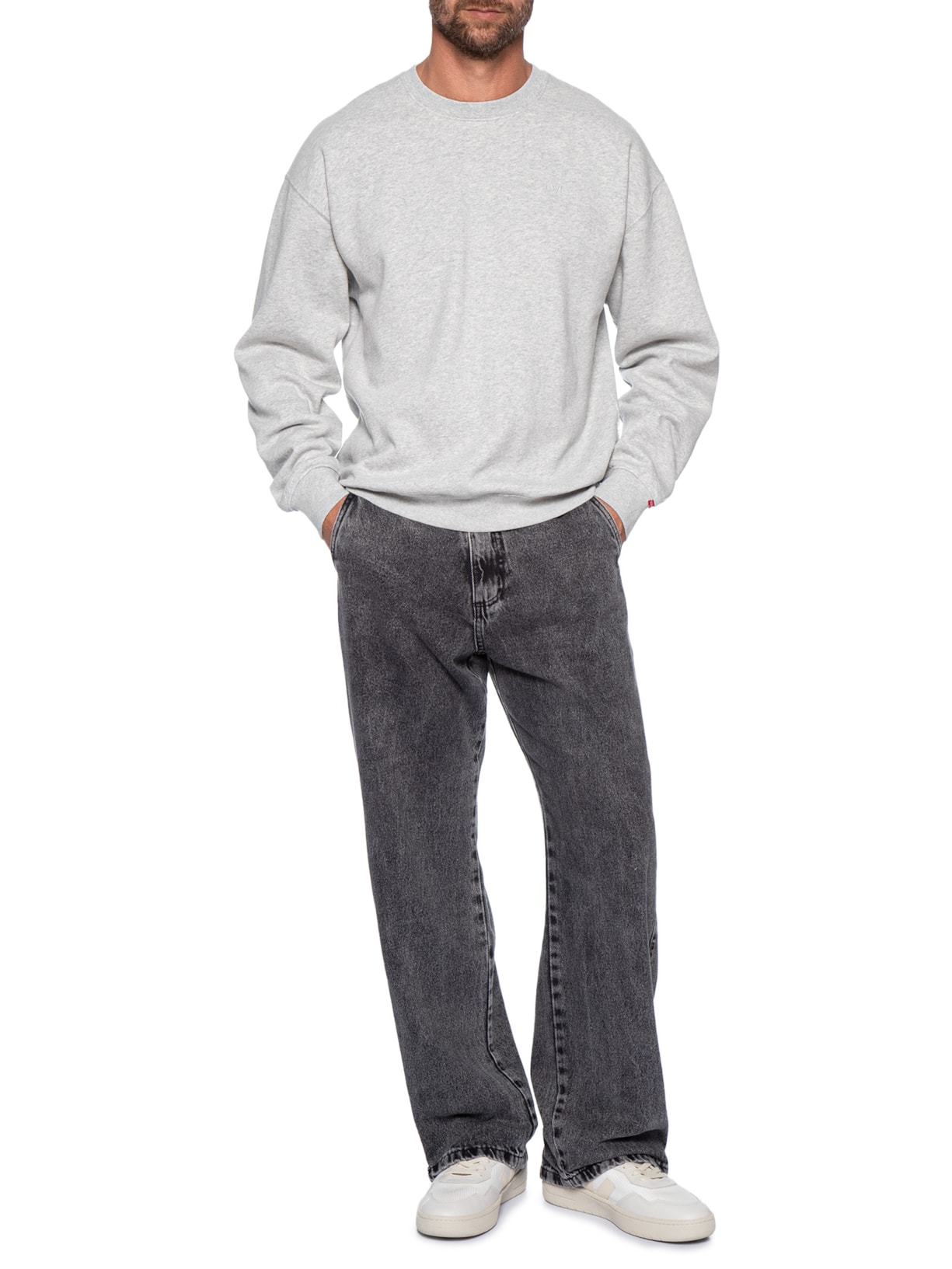 Moletom Masculino Relaxed Fit Authentic Crew-Neck Cinza Levi's