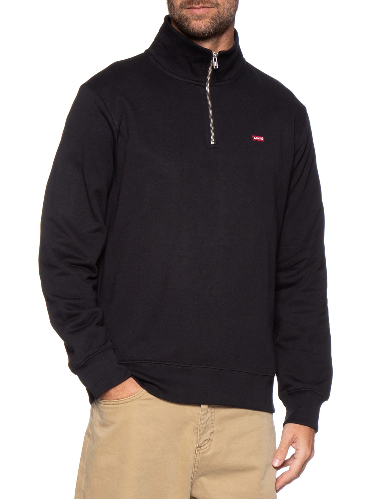 Moletom Masculino Standard Fit Original HM 1/4 Zip Preto Levi's