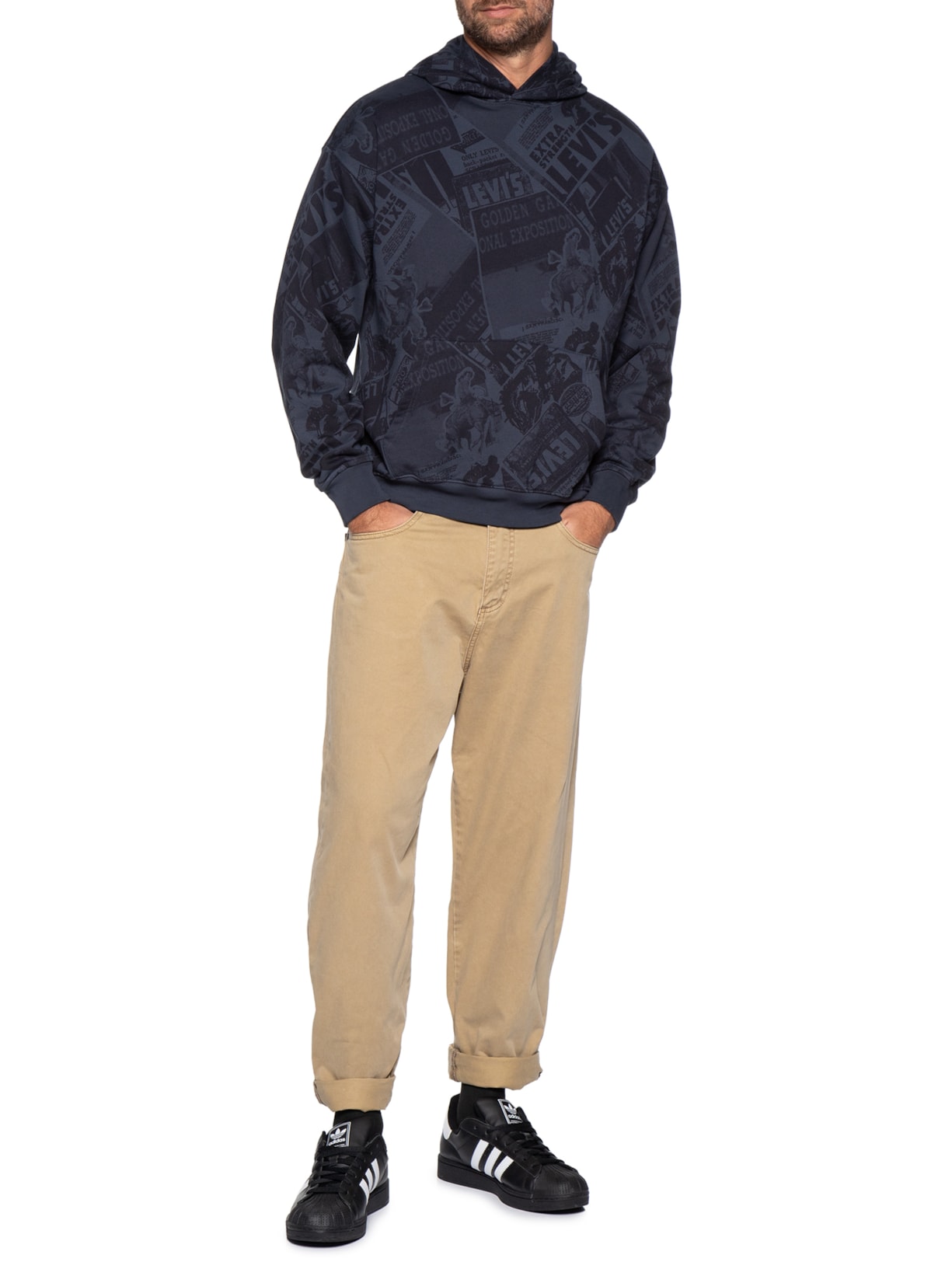 Moletom Masculino Sunset Com Estampa E Capuz Azul Levi's