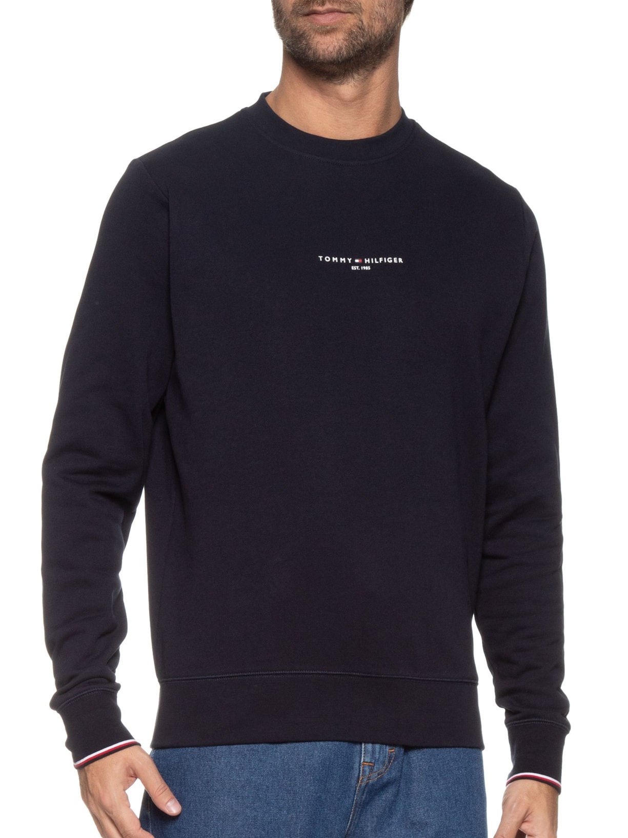 Moletom Masculino Wcc Tommy Logo Tipped Crewneck Azul  Tommy Hilfiger