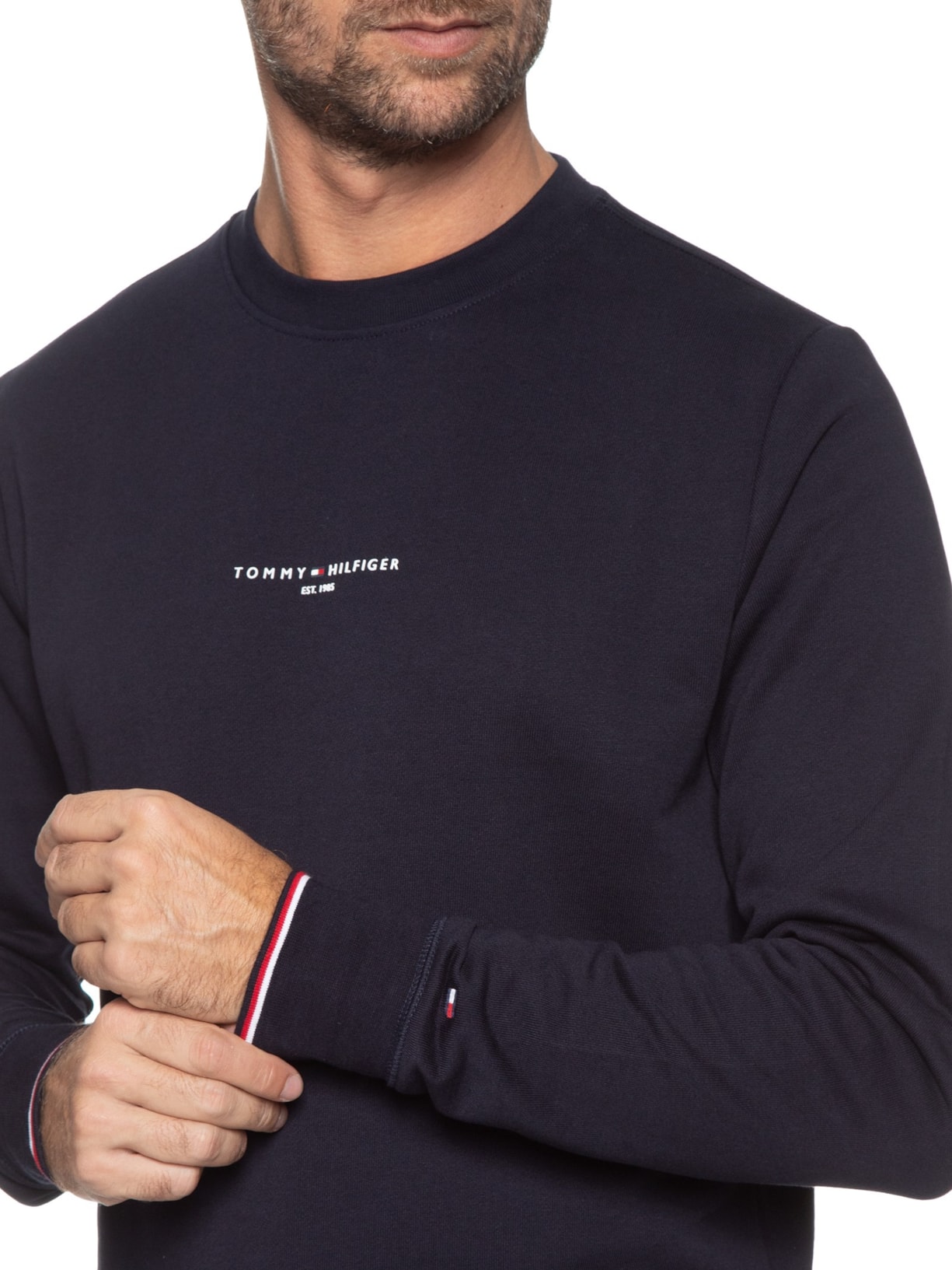 Moletom Masculino Wcc Tommy Logo Tipped Crewneck Azul  Tommy Hilfiger
