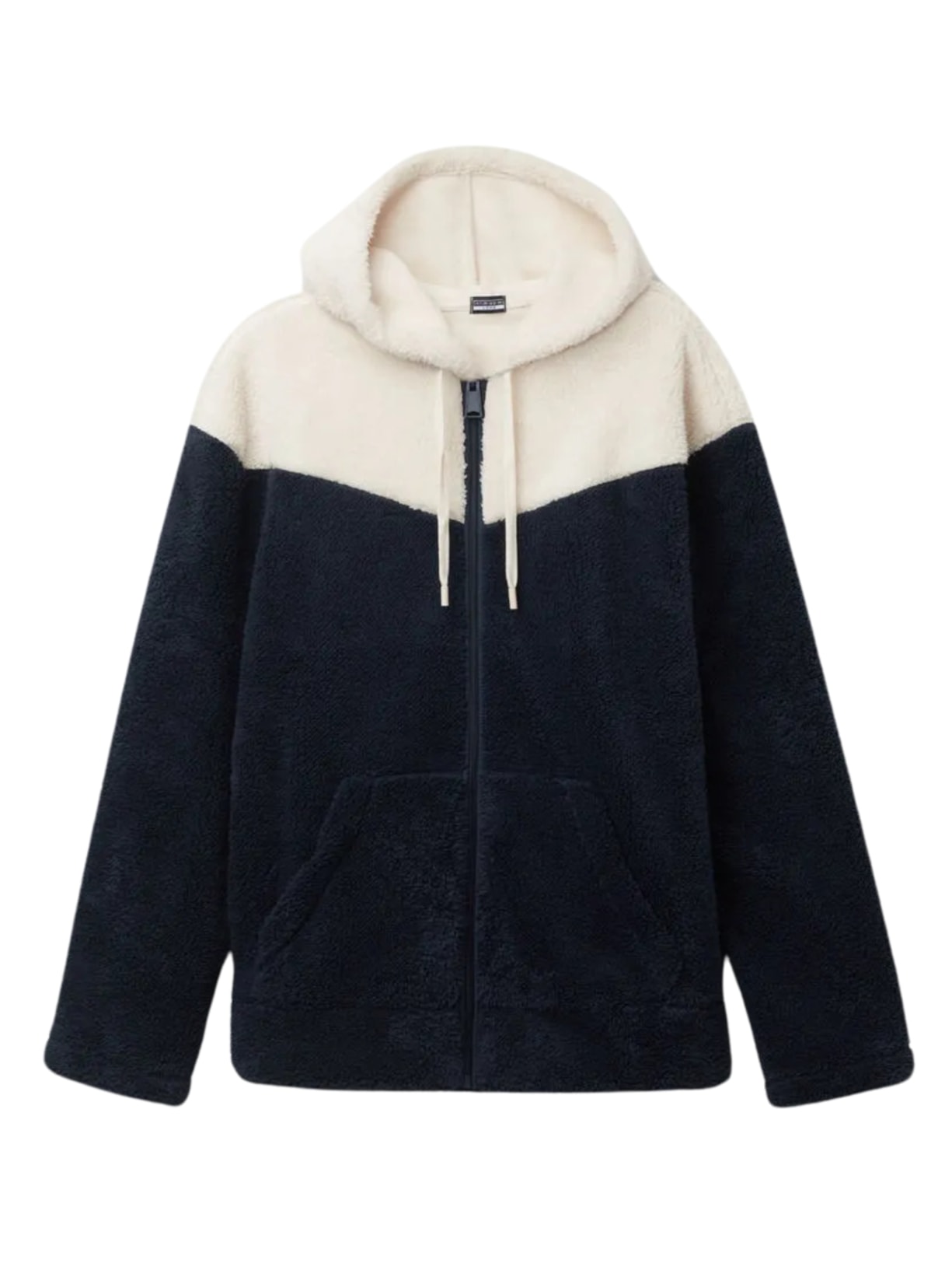 Moletom Peluciado Bicolor Com Zíper - Azul