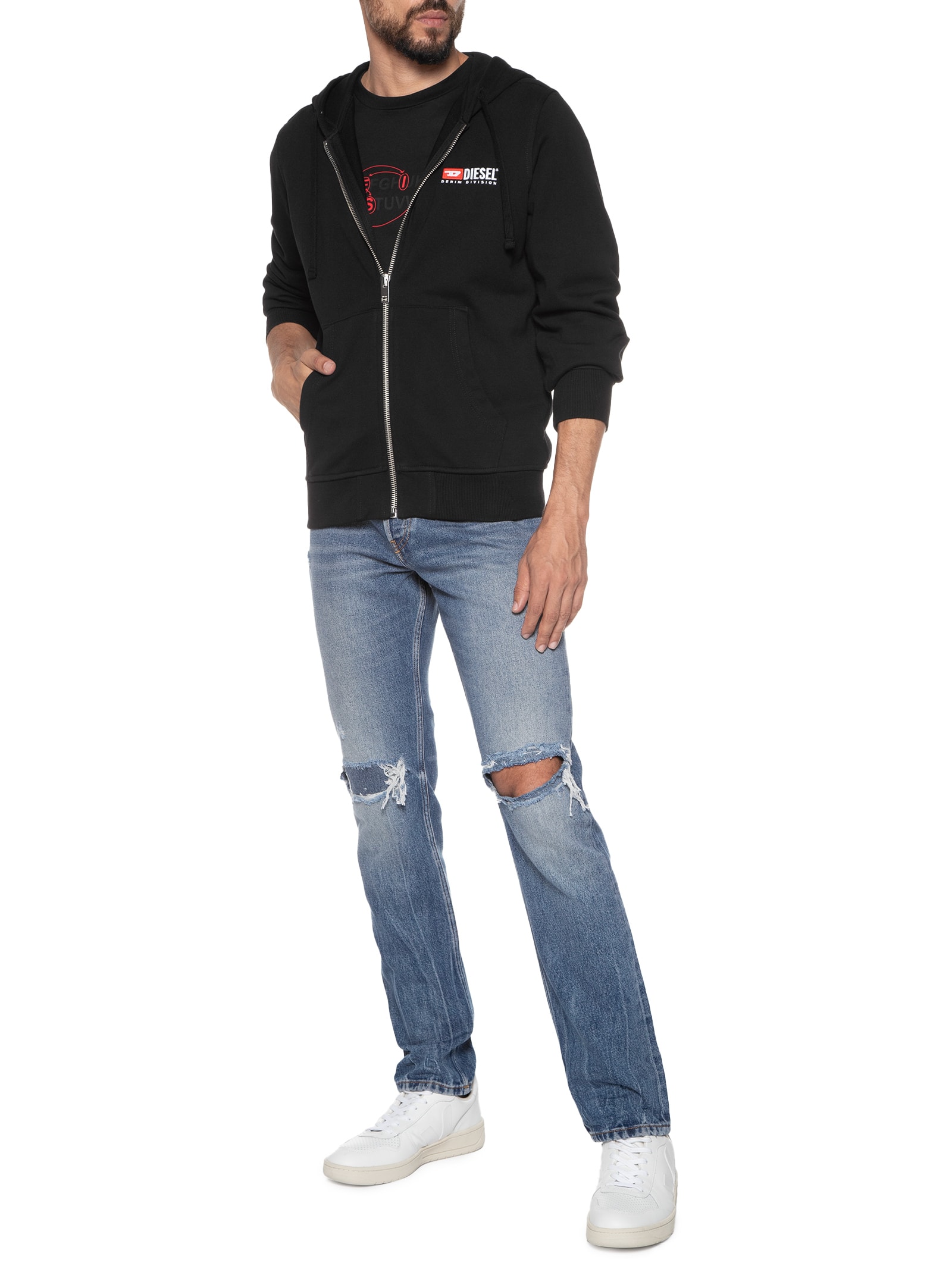 Diesel - Moletom S-ginn-hood-zip-div