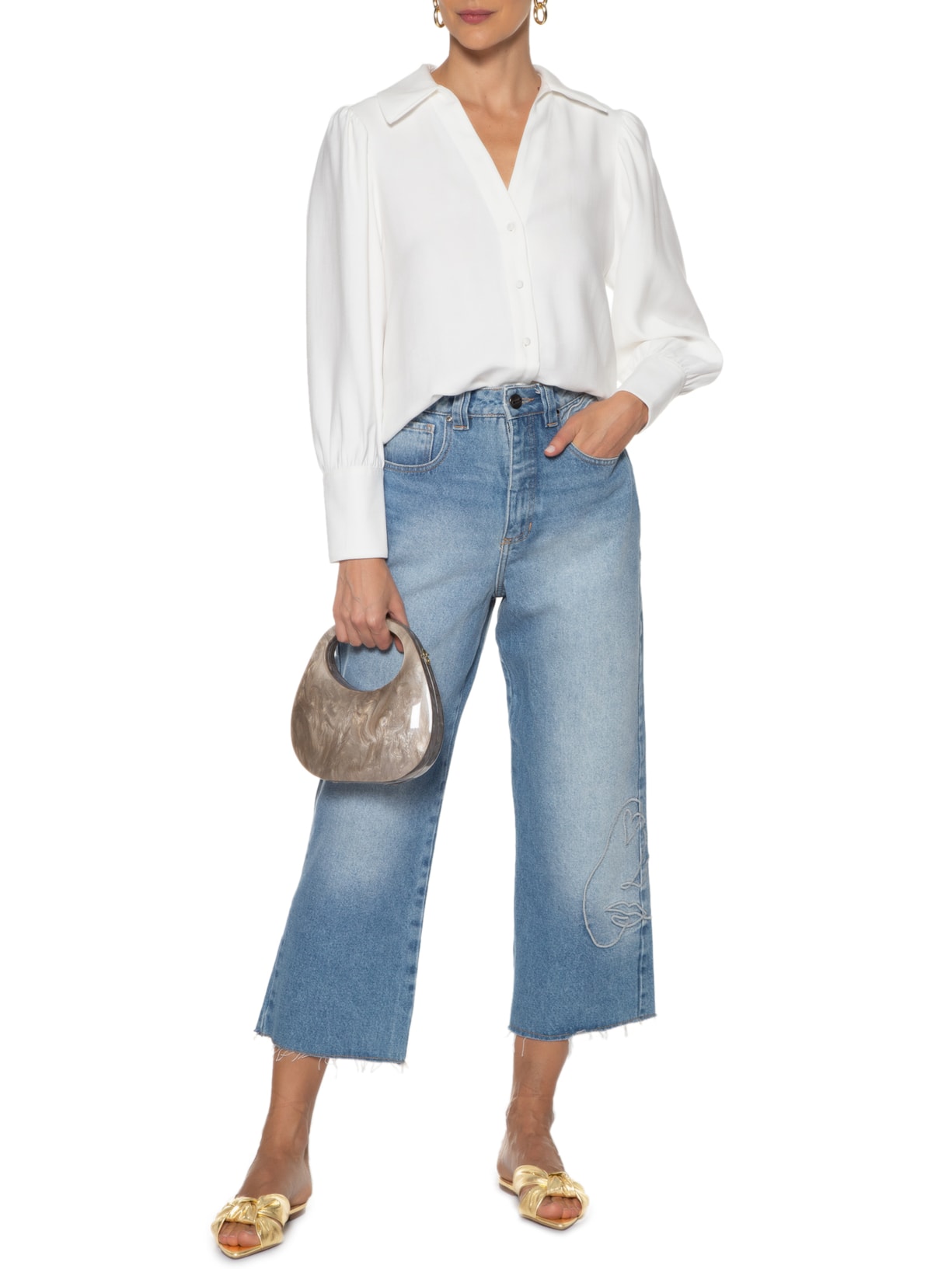 Mule Bico Fino Aberto Dourado '2Essential