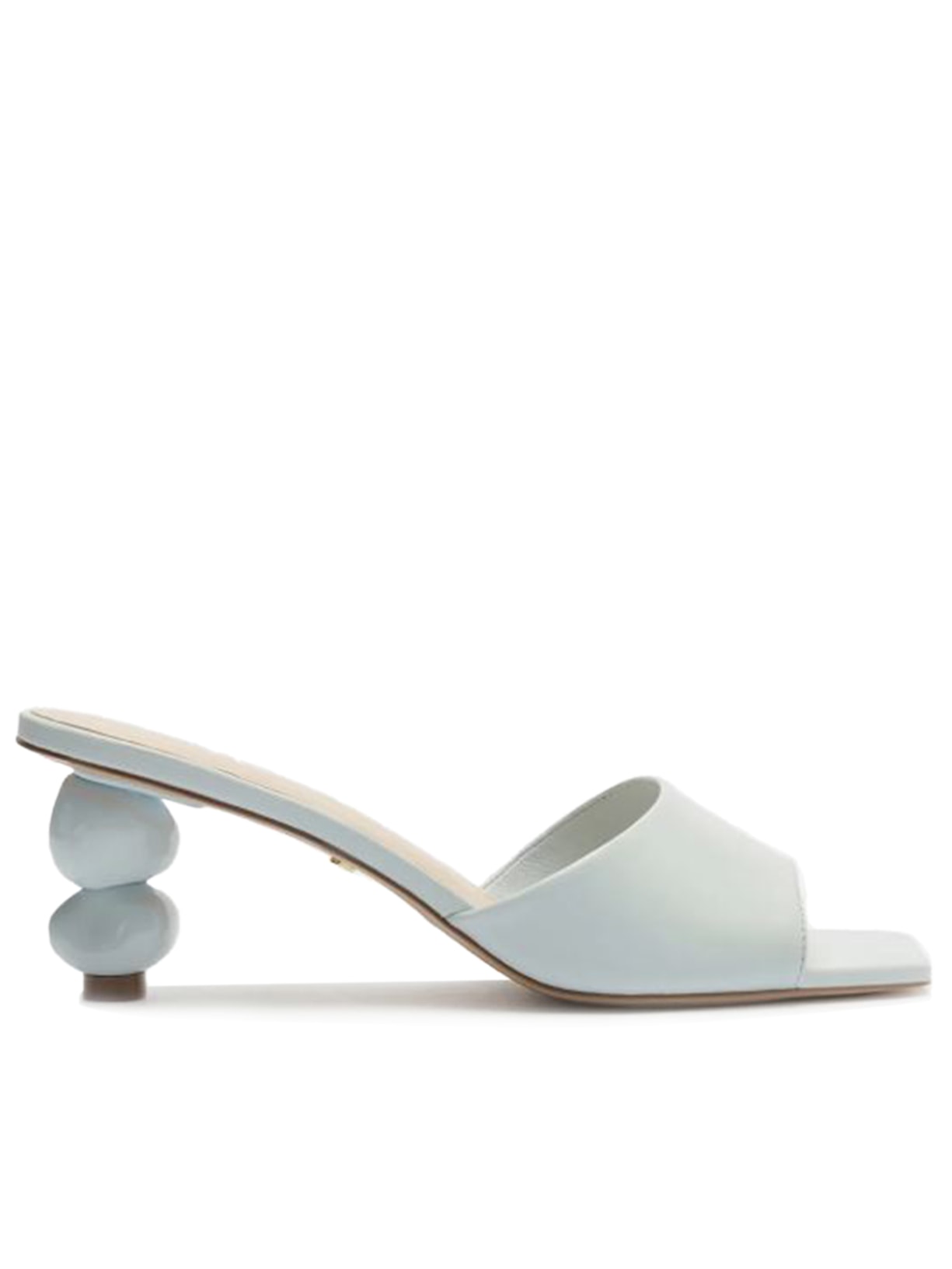 Mule Couro Salto Geométrico Esferas - Azul