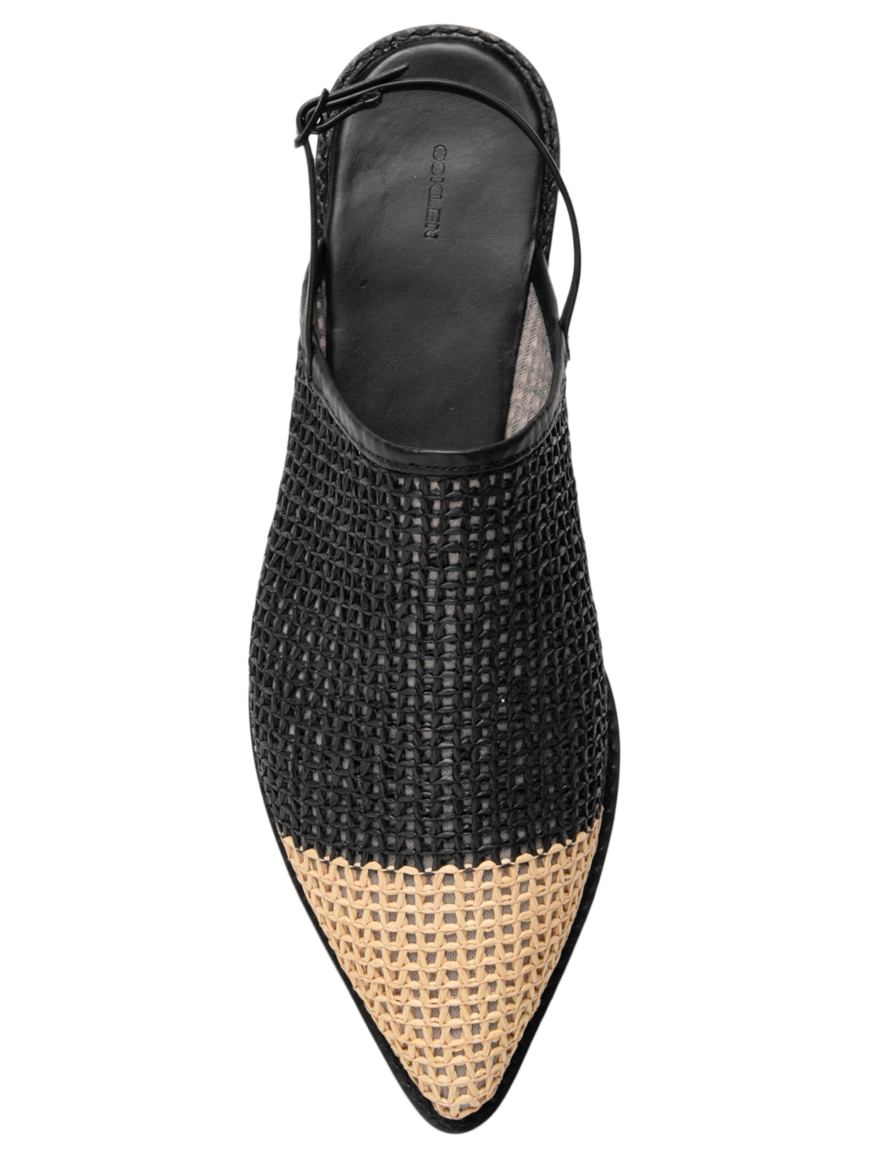 Mule Feminina Baboouche Rafia Bicolor Preto Osklen