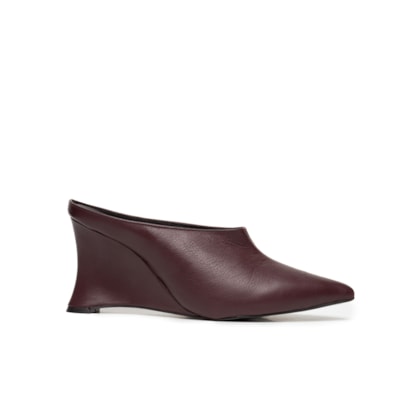 Mule Feminino Bico Fino em Couro - Vermelho