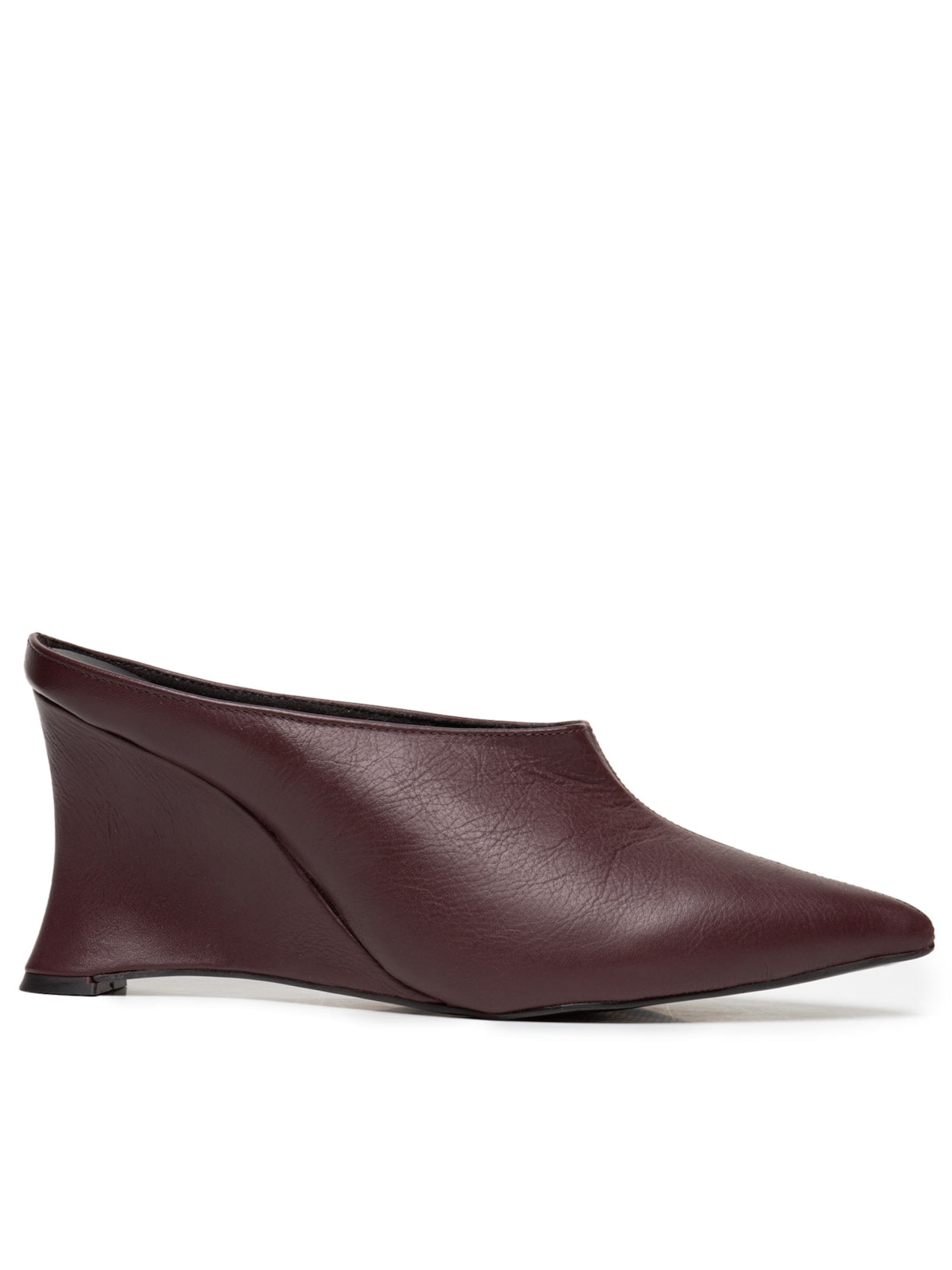 Mule Feminino Bico Fino em Couro - Vermelho