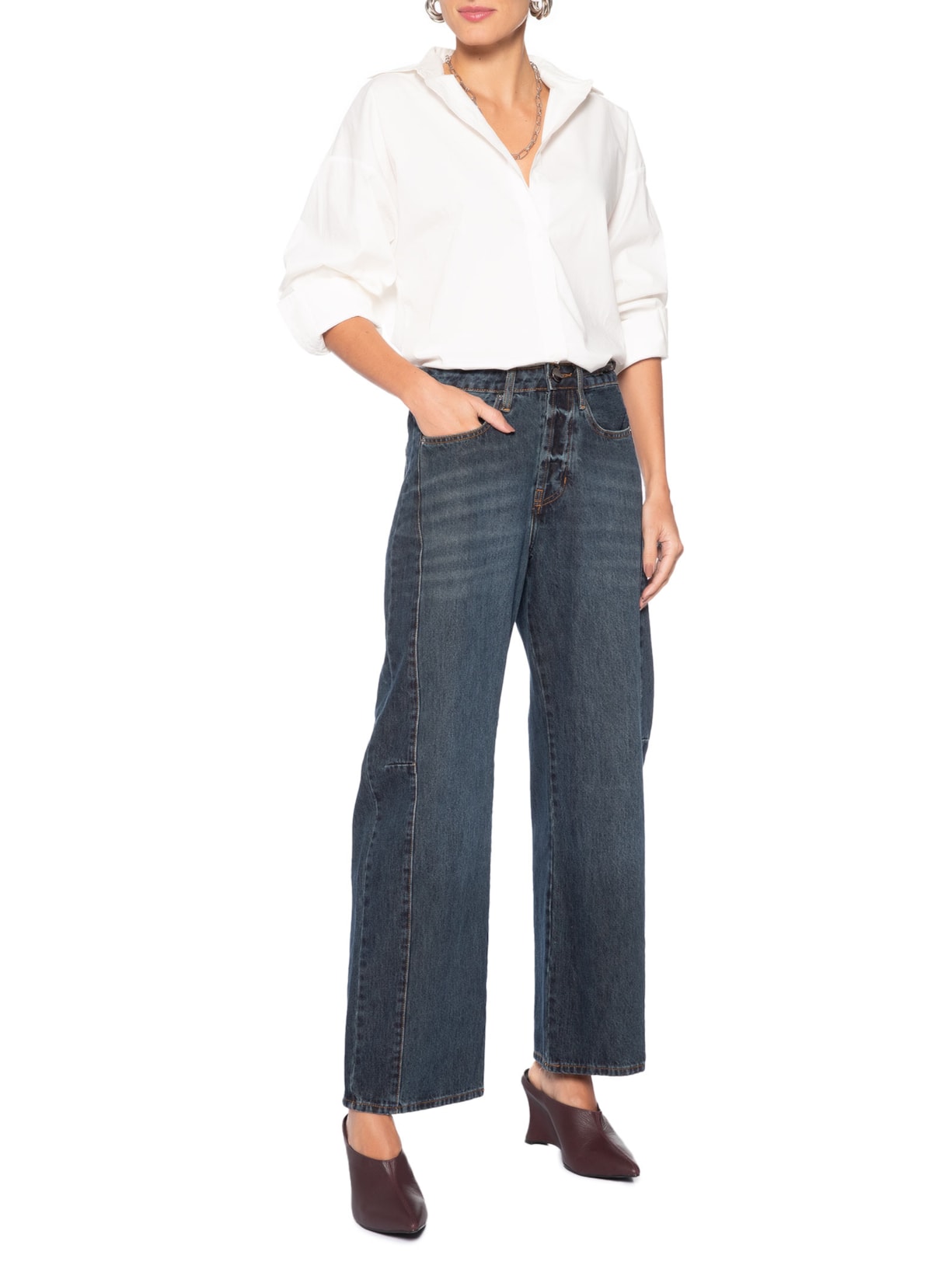 Mule Feminino Bico Fino em Couro Vermelho '2Essential