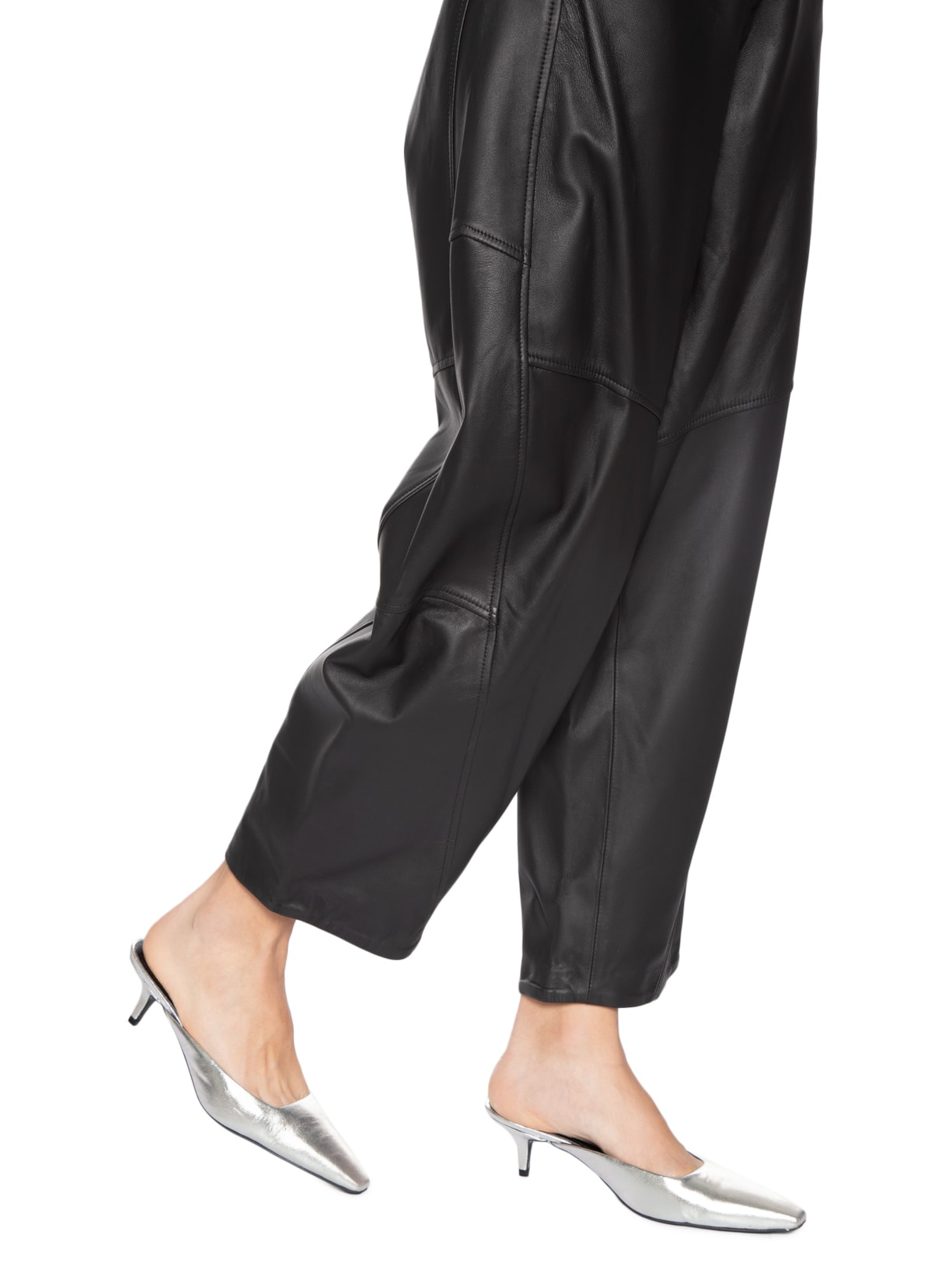 Mule Feminino Bico Quadrado Em Couro – Prateado '2Essential