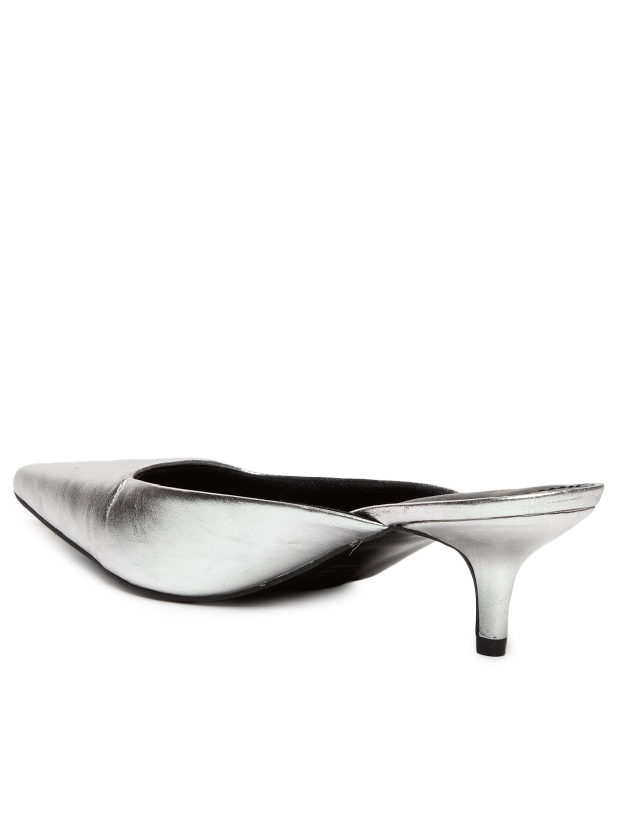 Mule Feminino Bico Quadrado Em Couro – Prateado '2Essential