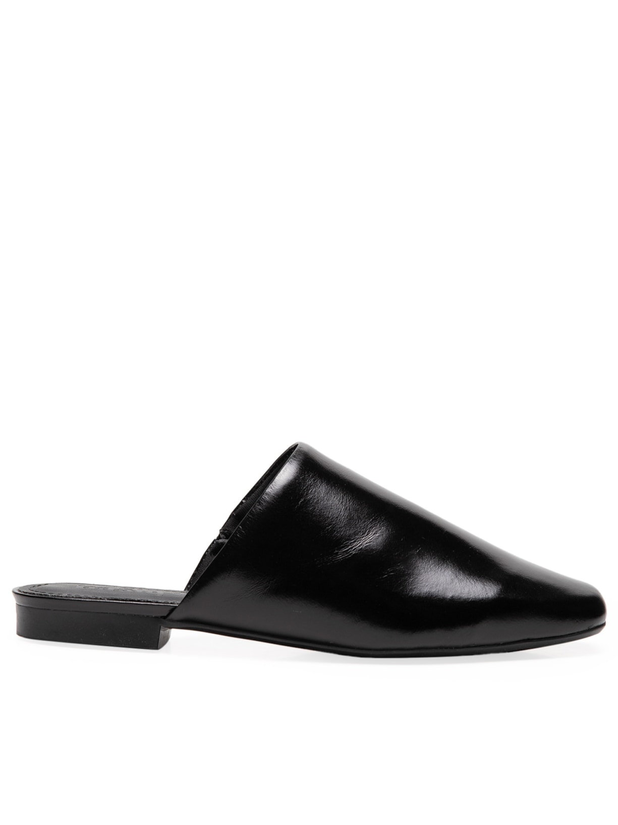 Mule Feminino Cabedal Liso Em Couro - Preto