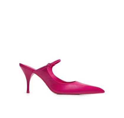 Mule Feminino Cetim Salto Fino Tira - Rosa