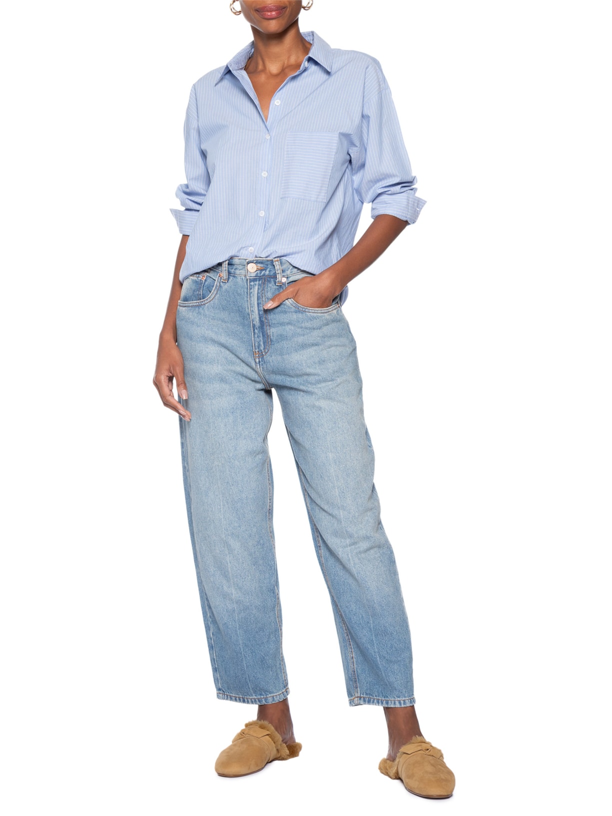 Mule Feminino Clarita Babouche Shearling Marrom Alexandre Birman