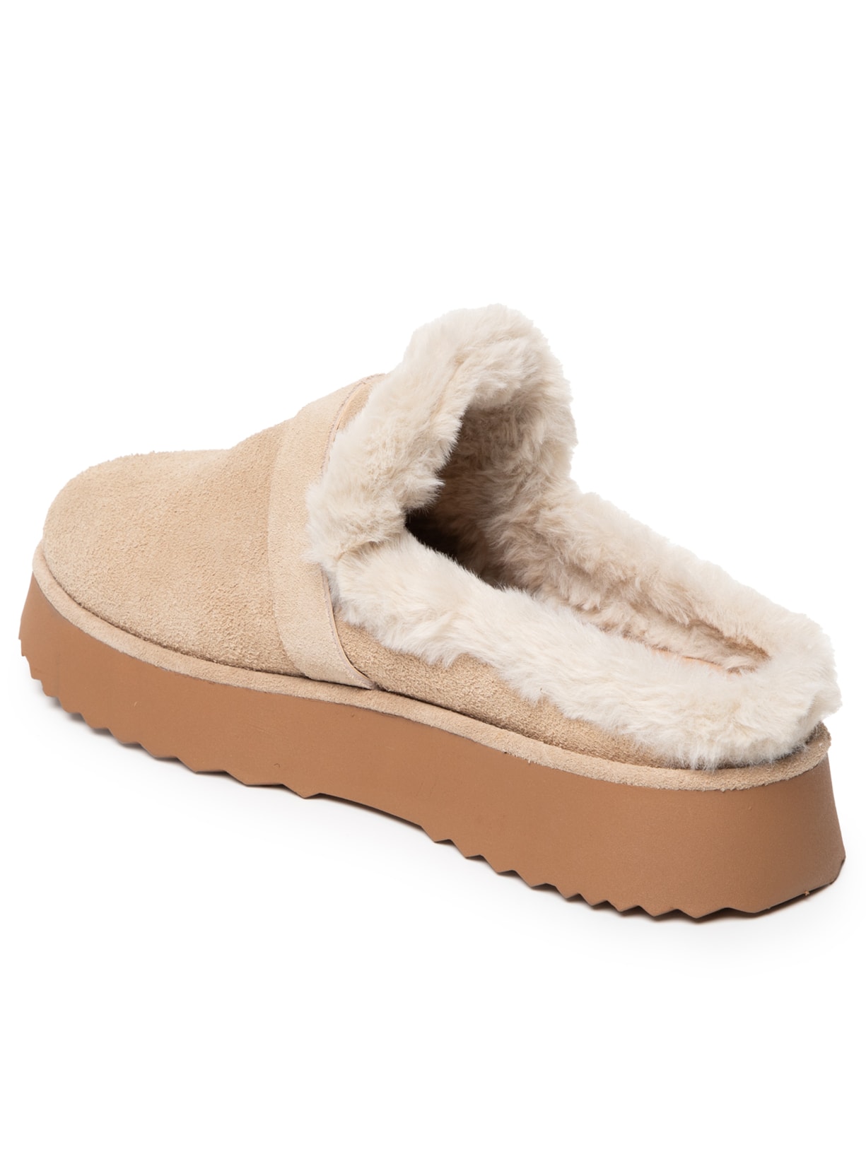 Mule Feminino Clog Com Forro Peluciado Bege Basiq