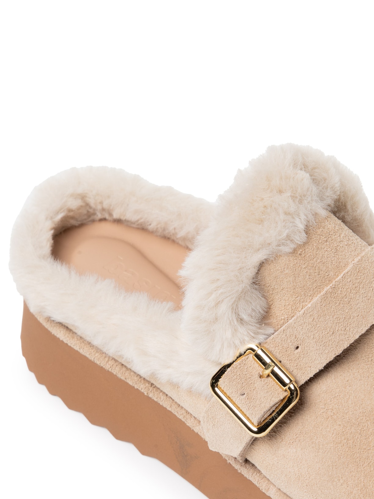 Mule Feminino Clog Com Forro Peluciado Bege Basiq