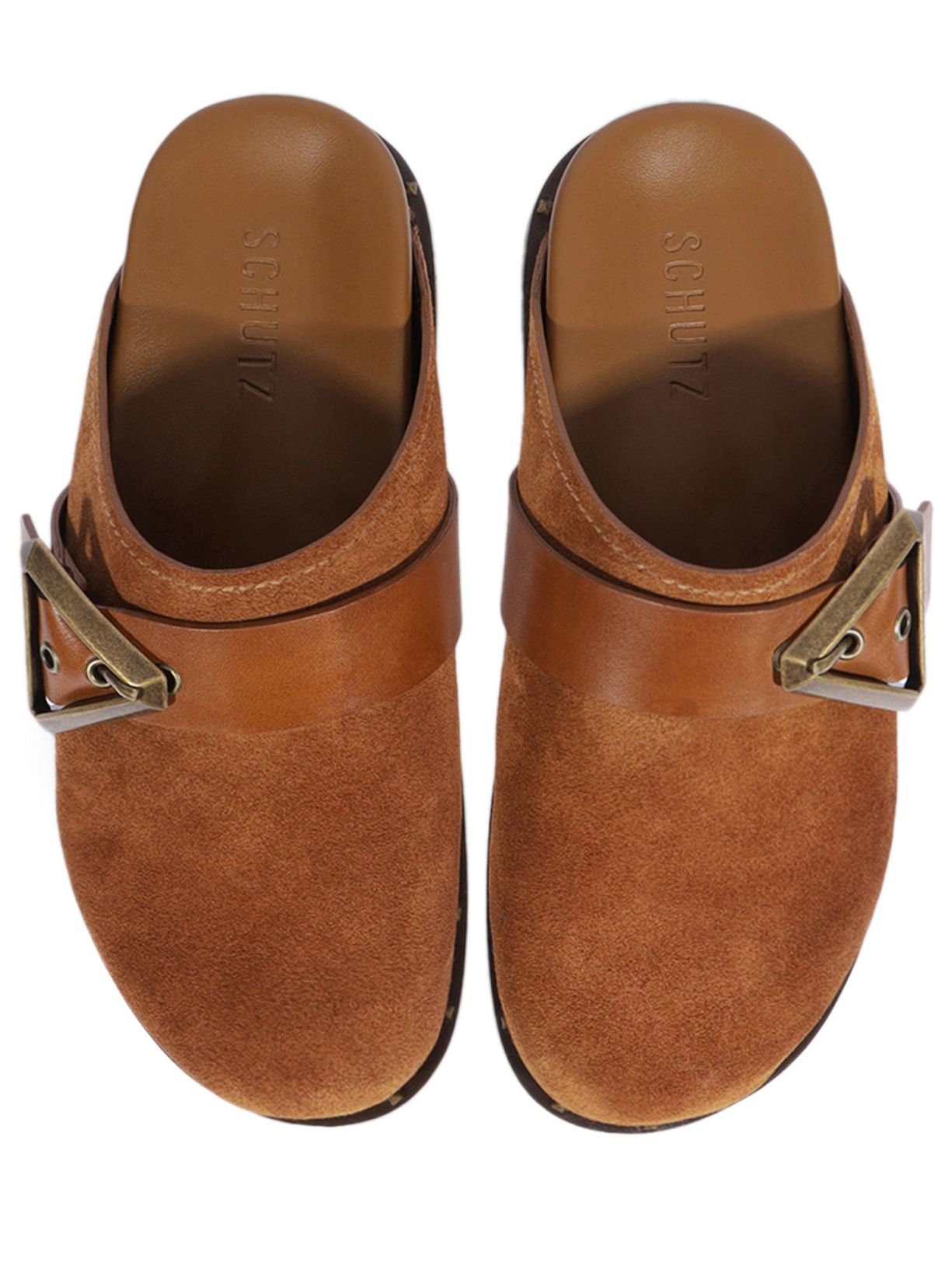 Mule Feminino Clog Couro Marrom Schutz