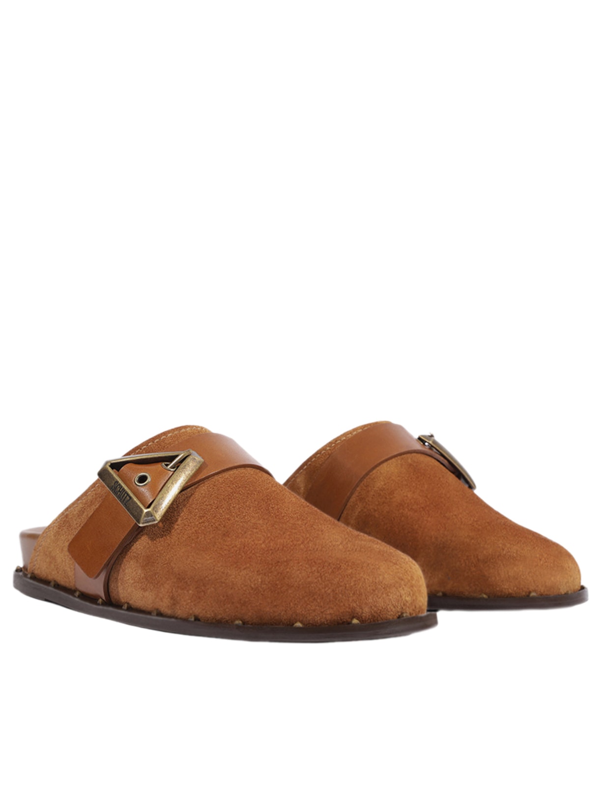 Mule Feminino Clog Couro Marrom Schutz