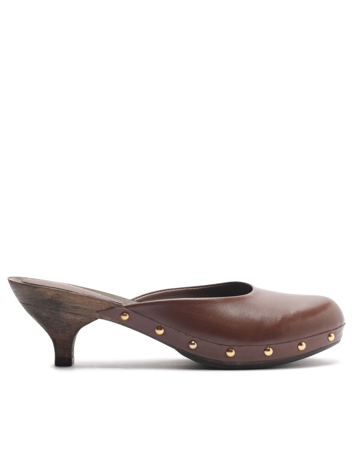 Mule Feminino Clog Couro Salto Baixo - Marrom
