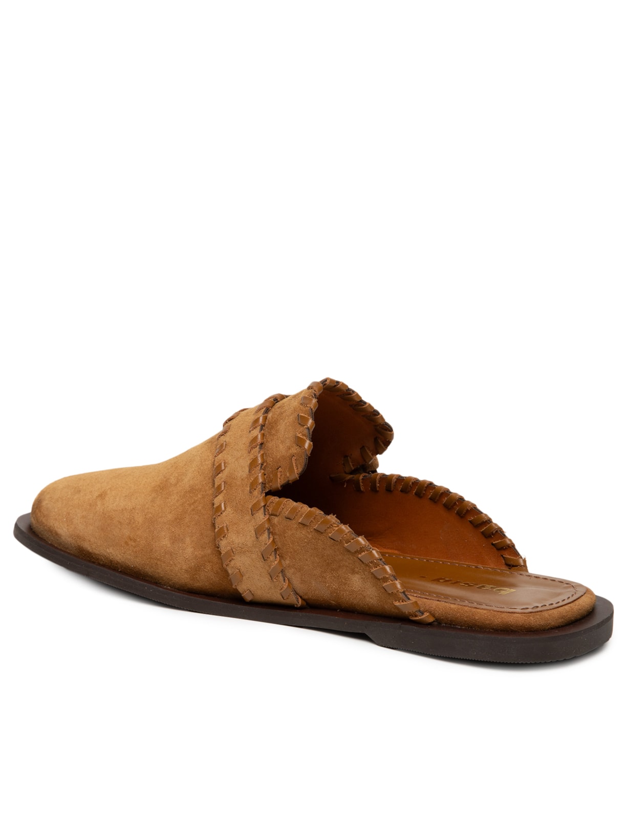 Mule Feminino Clog Em Couro Camurça Marrom Basiq