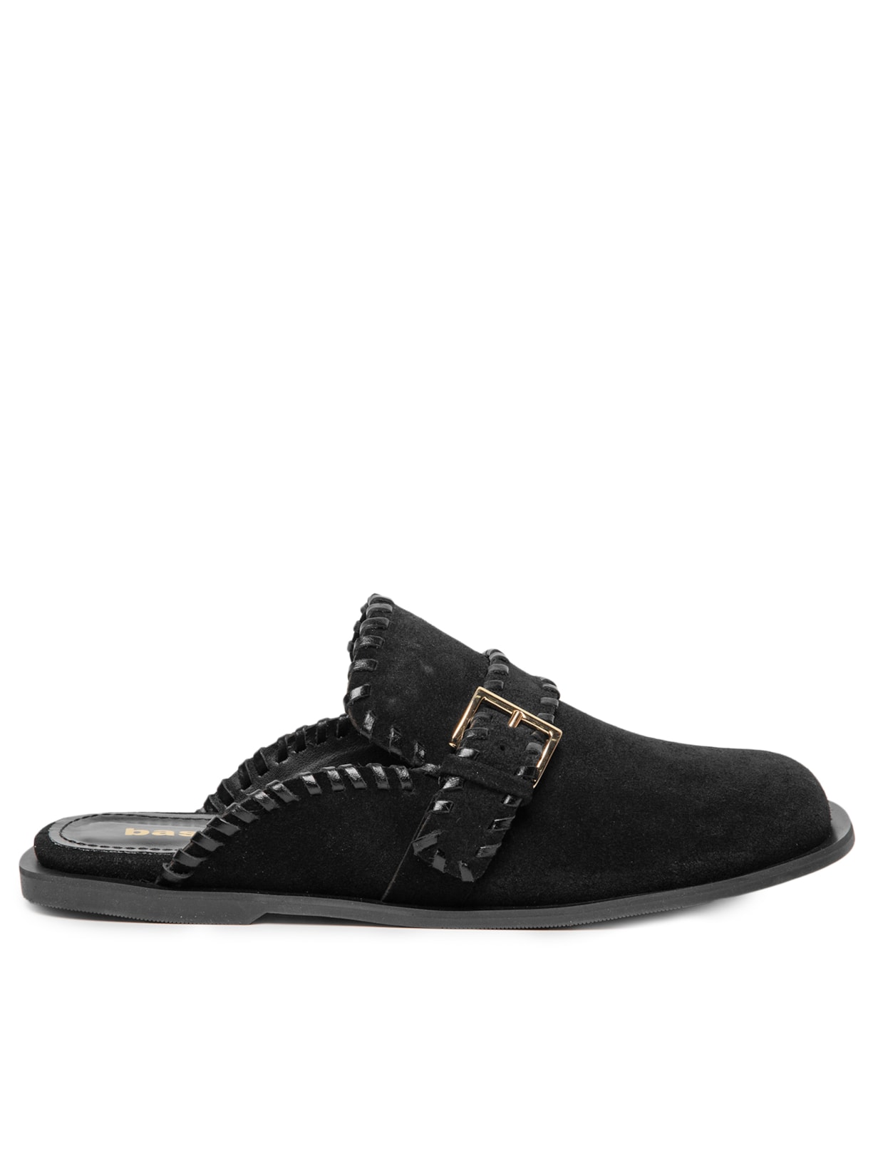 Mule Feminino Clog Em Couro Camurça - Preto