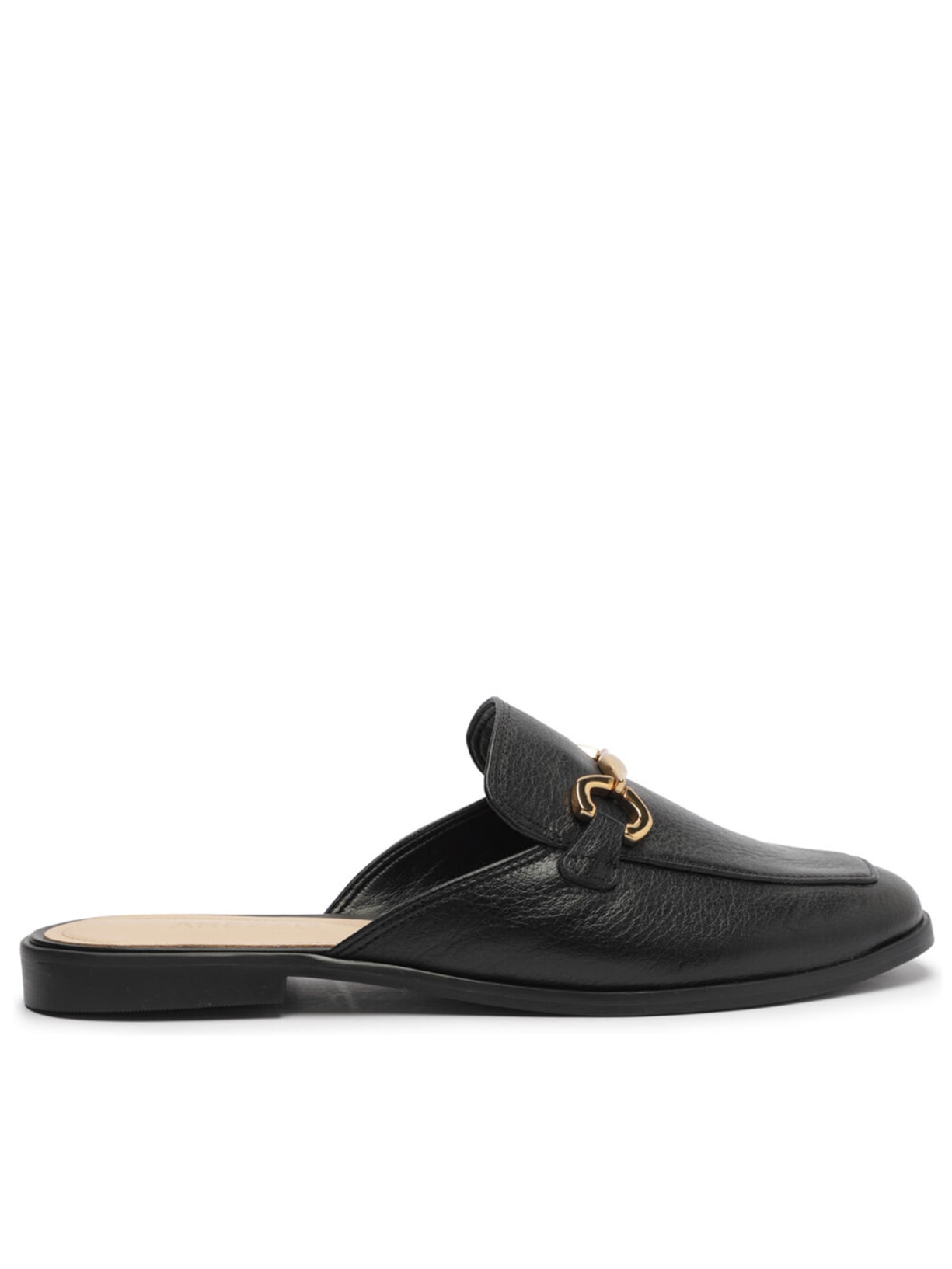 Mule Feminino Couro Rasteira Bridão - Preto