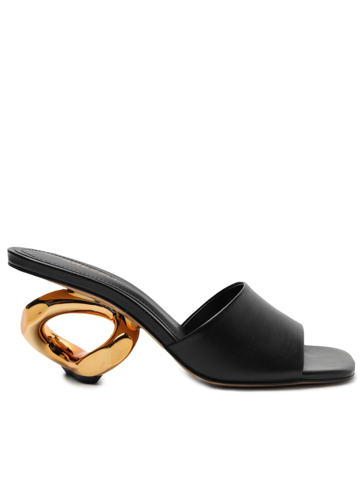 Mule Feminino Couro Salto Geométrico - Preto