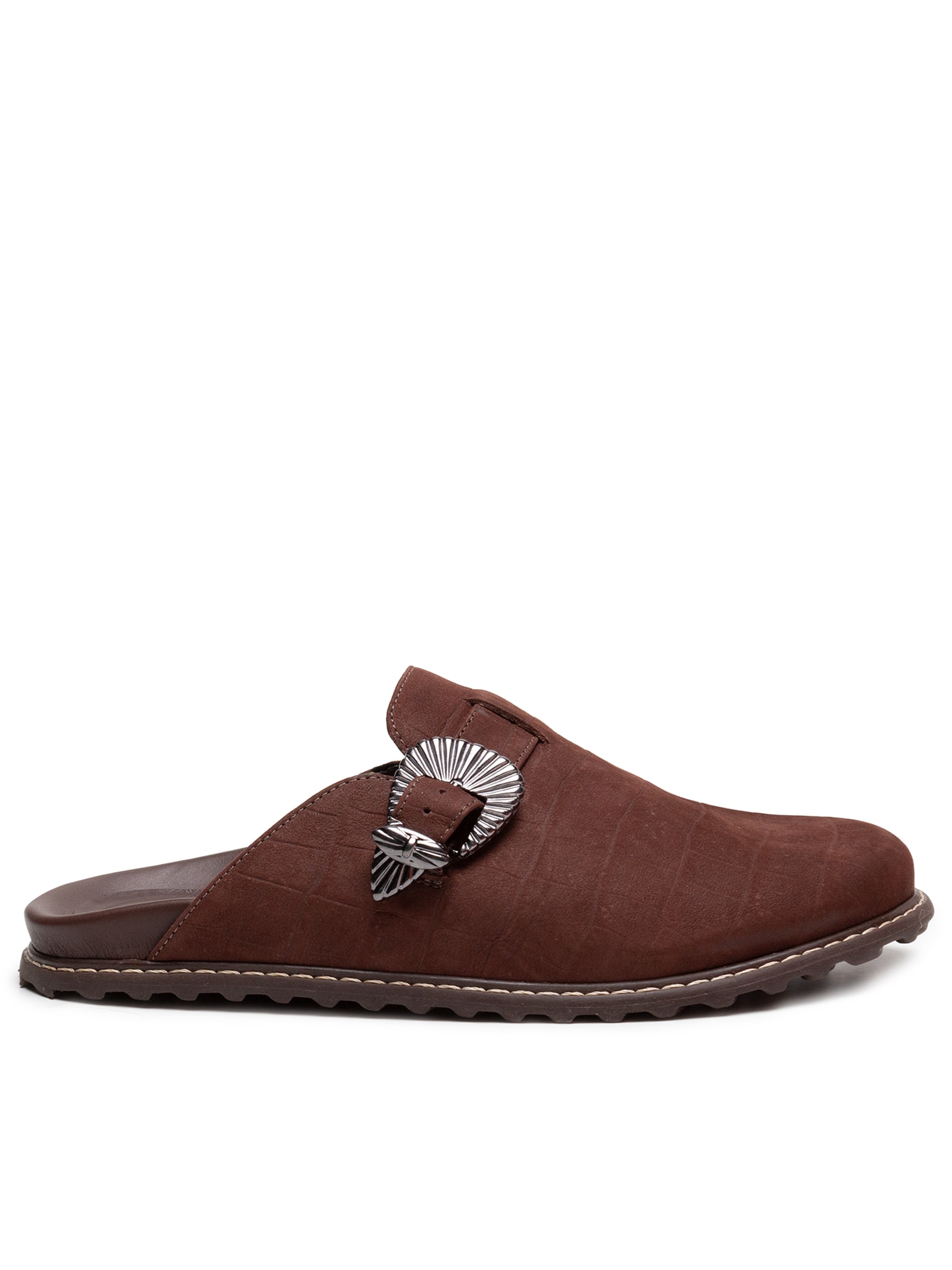Luiza Barcelos - Mule Feminino Croco Suede - Marrom