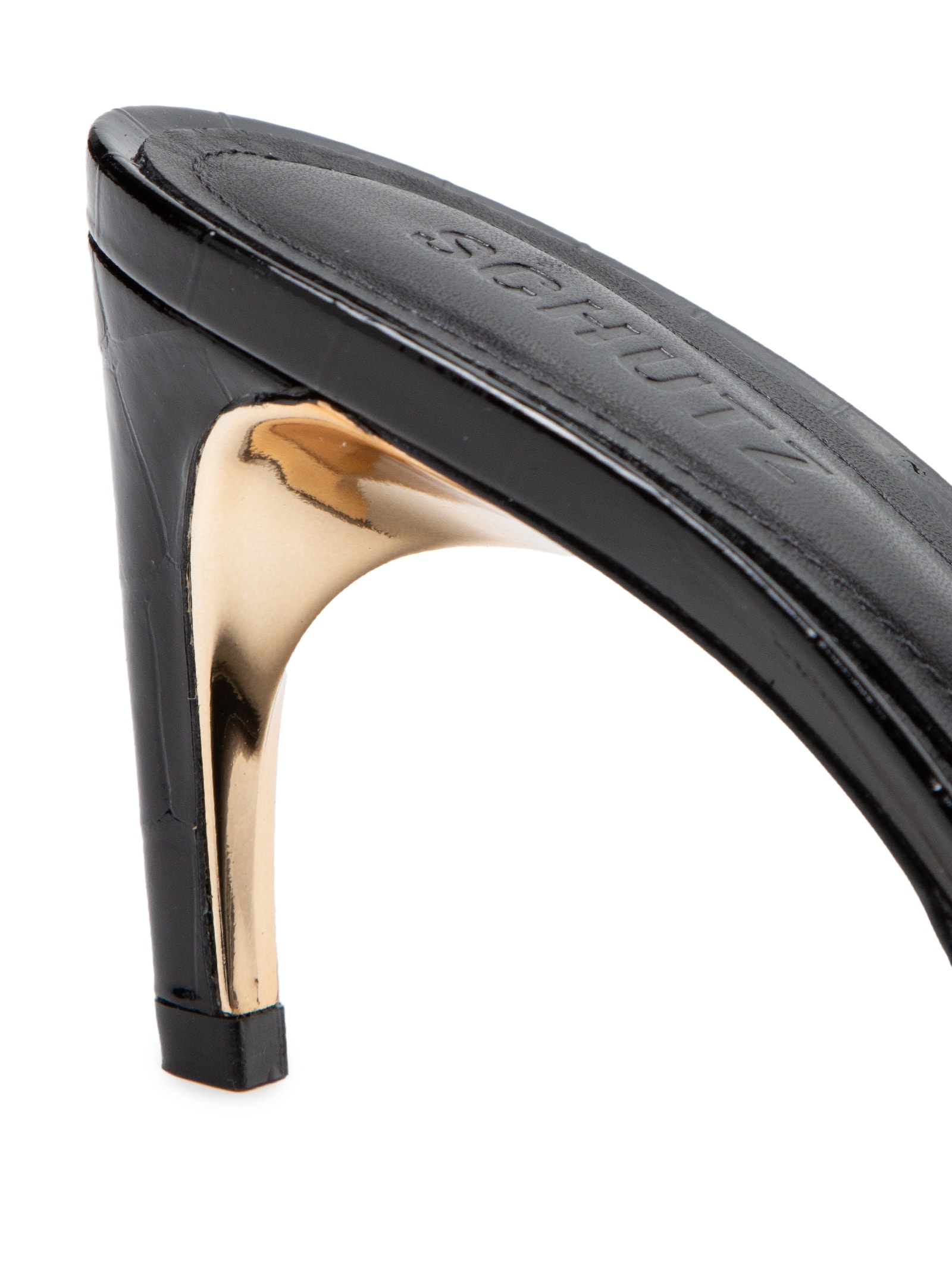 Schutz - Mule Feminino Curve Heels Verniz Croco - Preto