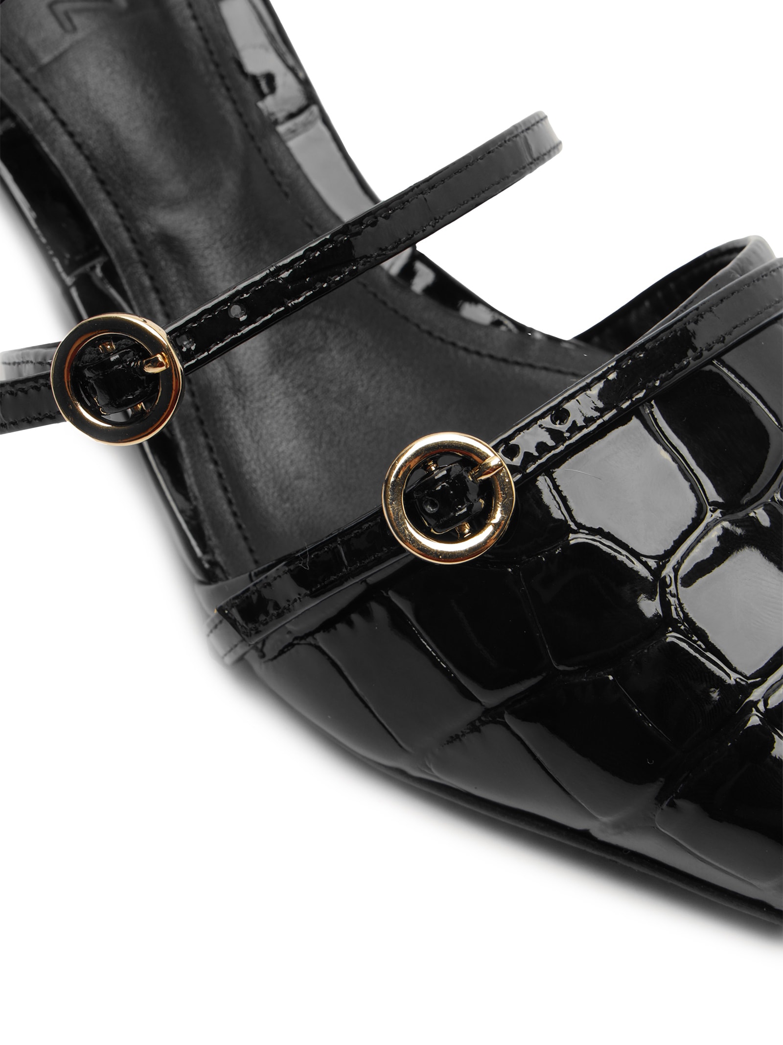 Schutz - Mule Feminino Curve Heels Vinil Croco - Preto