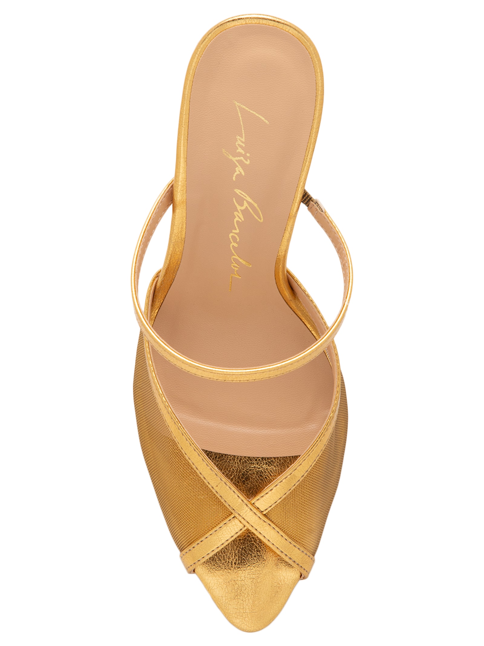 ◆lululul Luiza Barcelos - Mule Feminino De Salto Alto Com Tela Mesh