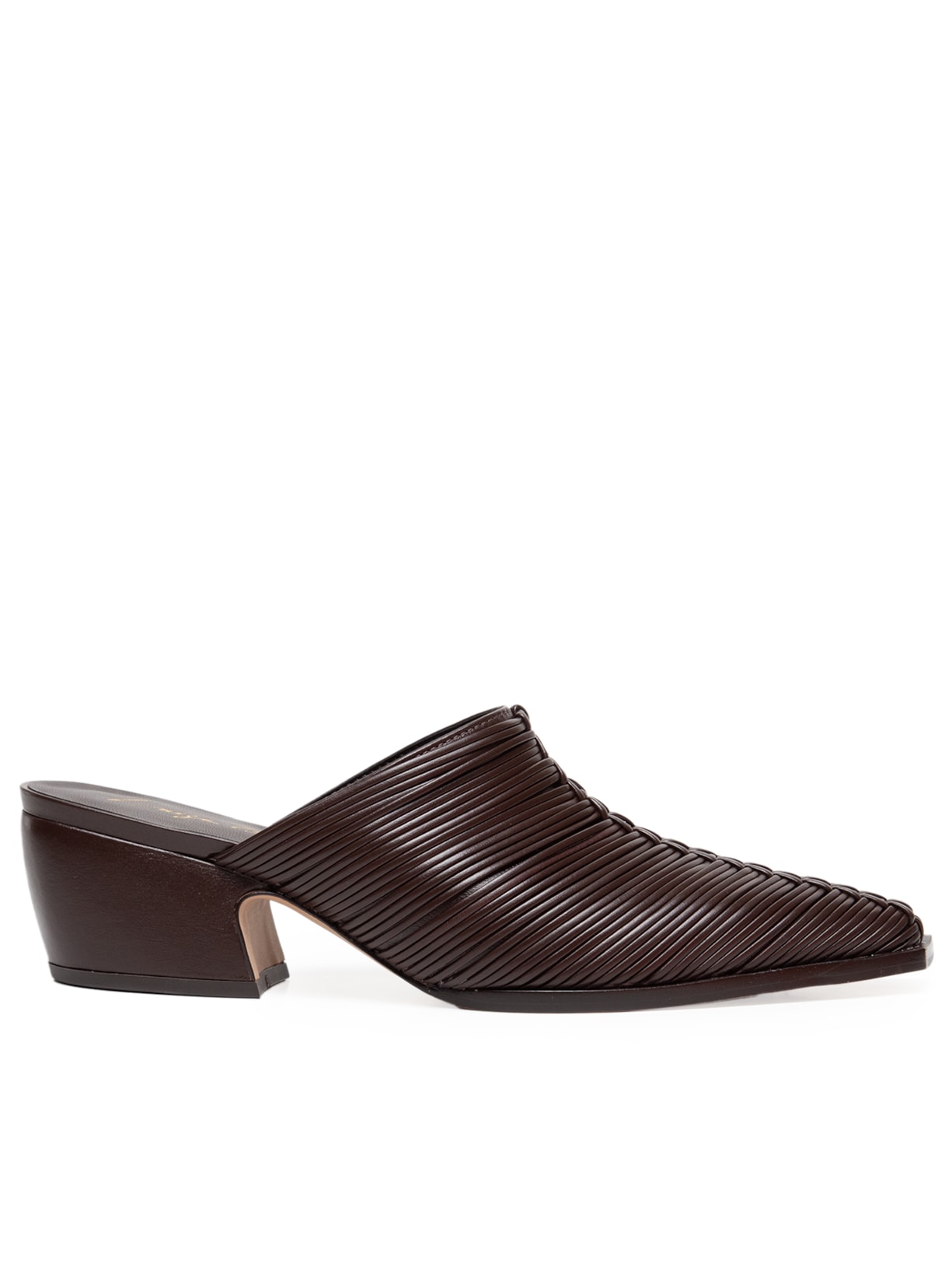 Mule Feminino De Salto Médio Em Couro - Marrom