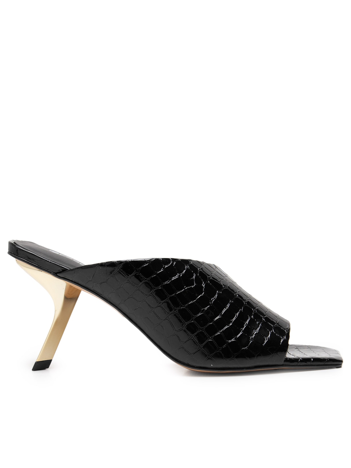 Mule Feminino Em Couro Salto - Preto