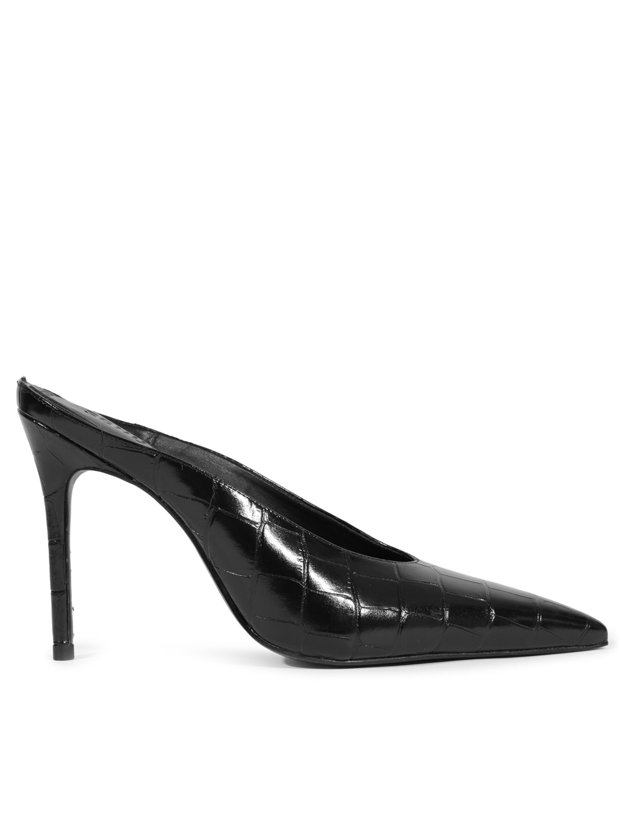 Mule Feminino Fresh Boho Salto Fino Alto Couro - Preto