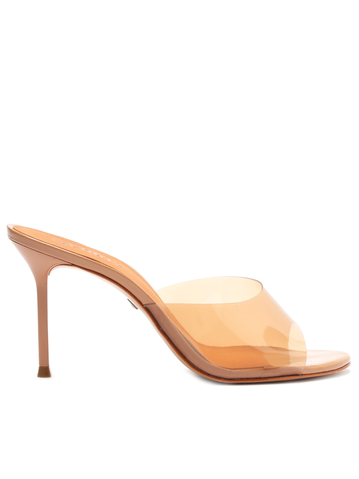 Mule Feminino Hot Transparency Vinil Salto Alto - Marrom