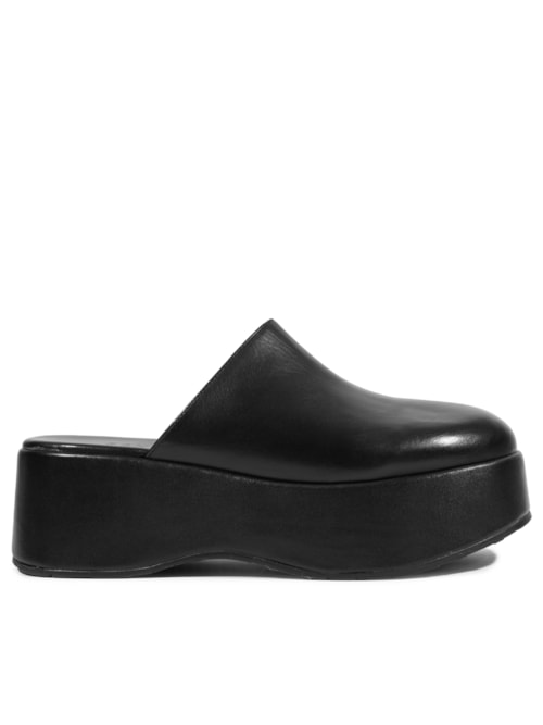 Mule Feminino Mia Couro - Preto