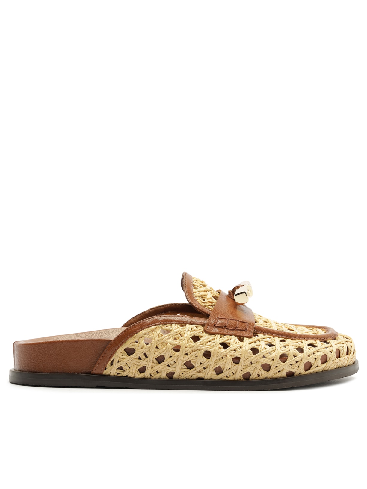 Mule Feminino Sabot Palha Couro - Bege