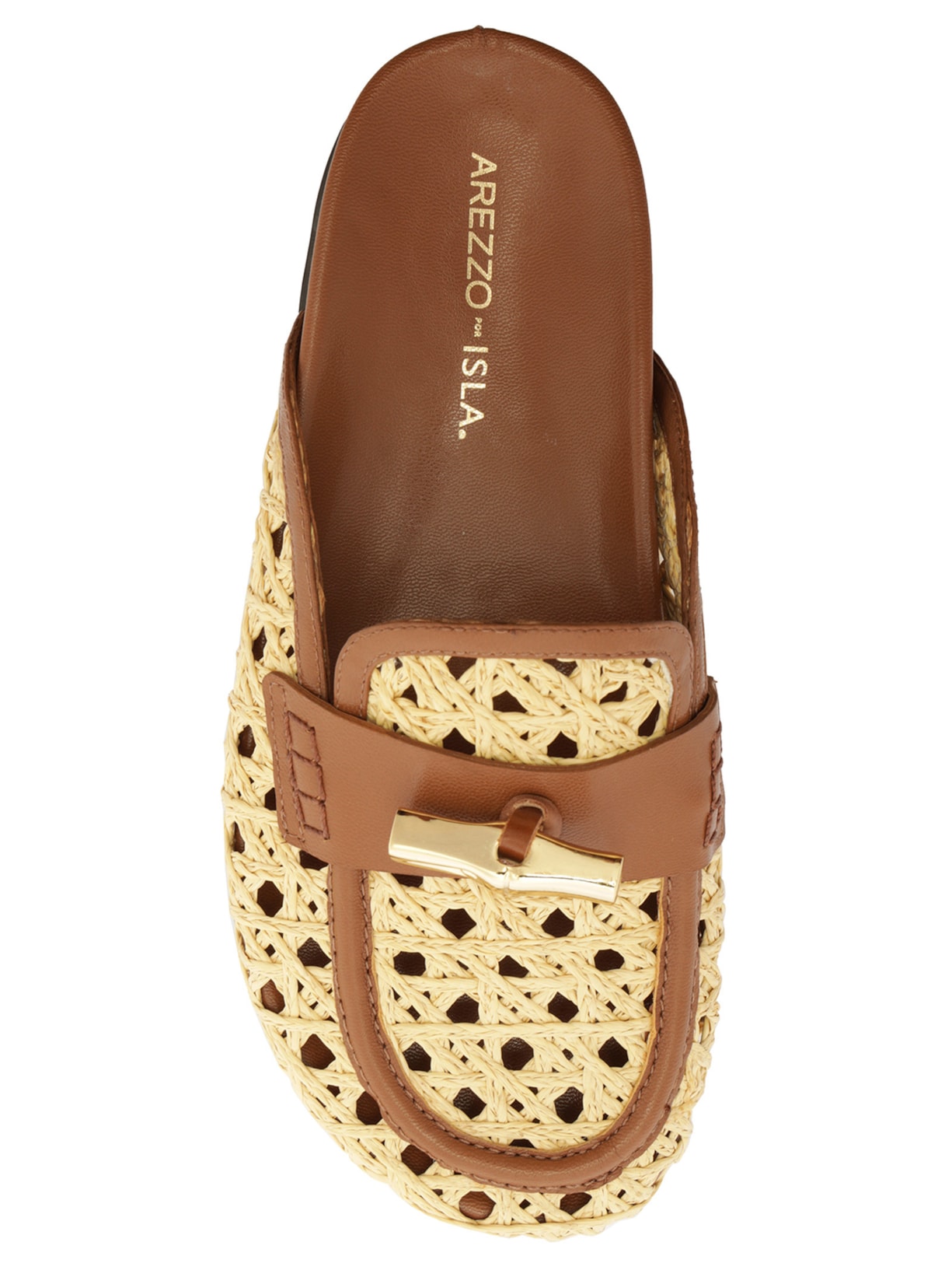 Mule Feminino Sabot Palha Couro Bege Arezzo + Isla