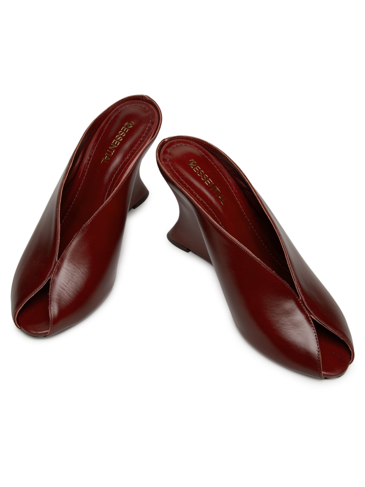 Mule Feminino Salto Alto Em Couro Vermelho '2Essential