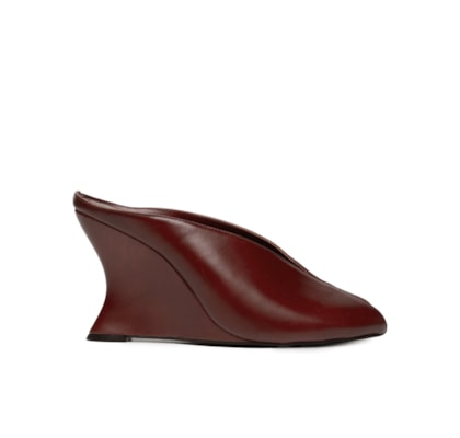 Mule Feminino Salto Alto Em Couro - Vermelho
