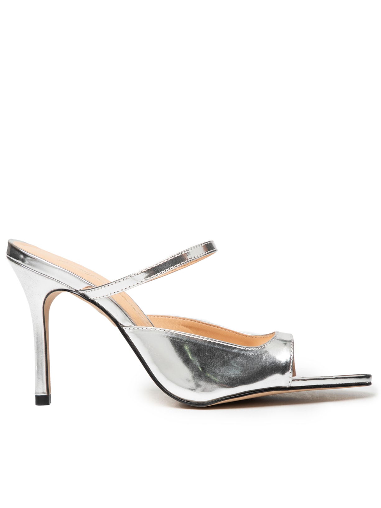 Mule Feminino Salto Alto Specchio - Prata